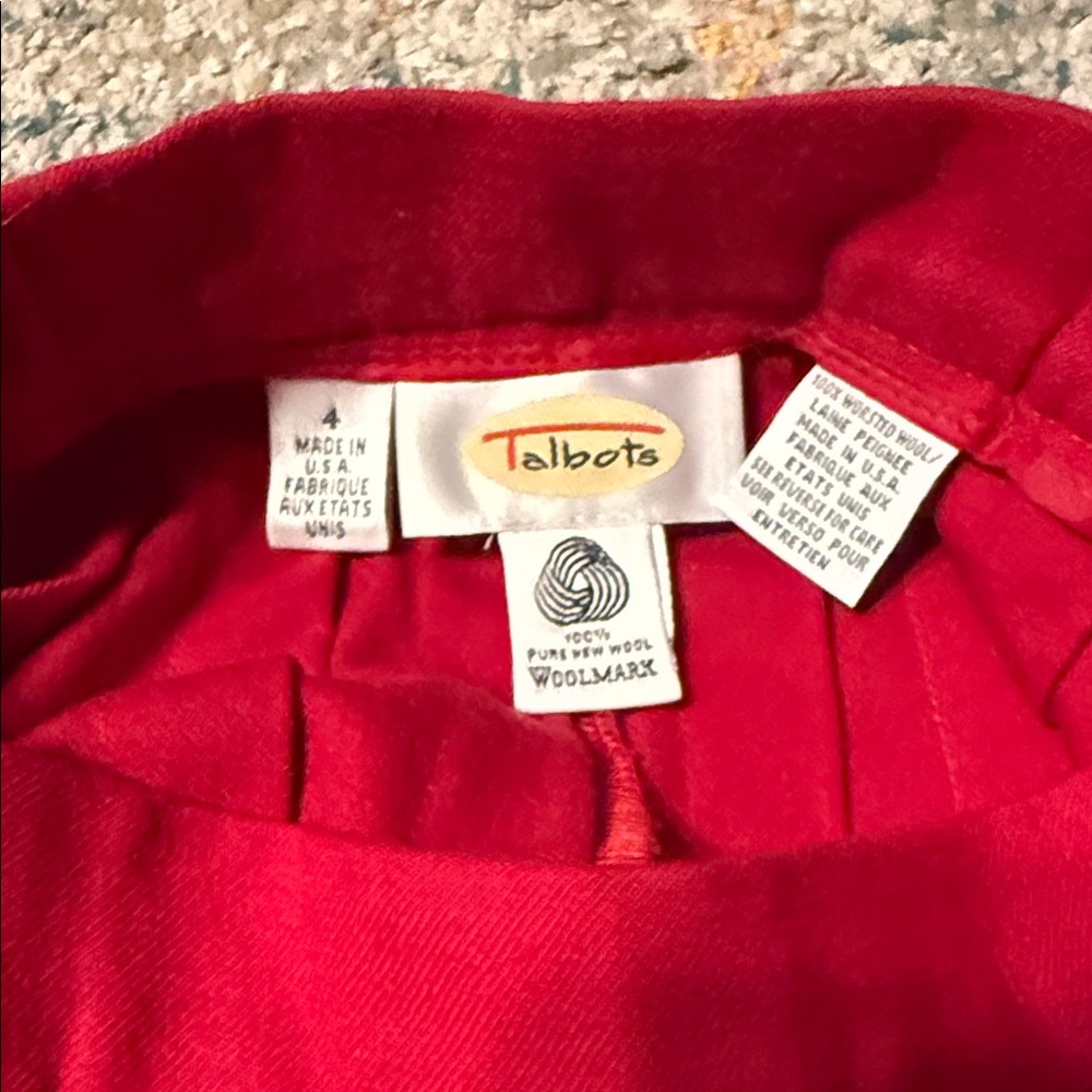 Talbots Classic Pleated Wool Red A-Line Skirt 4 - Picture 4 of 7